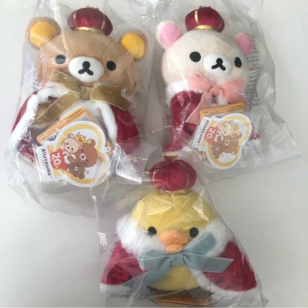 San-X 20th Anniversary Royal Rilakkuma Korilakkuma Kiiroitori Plush Toys